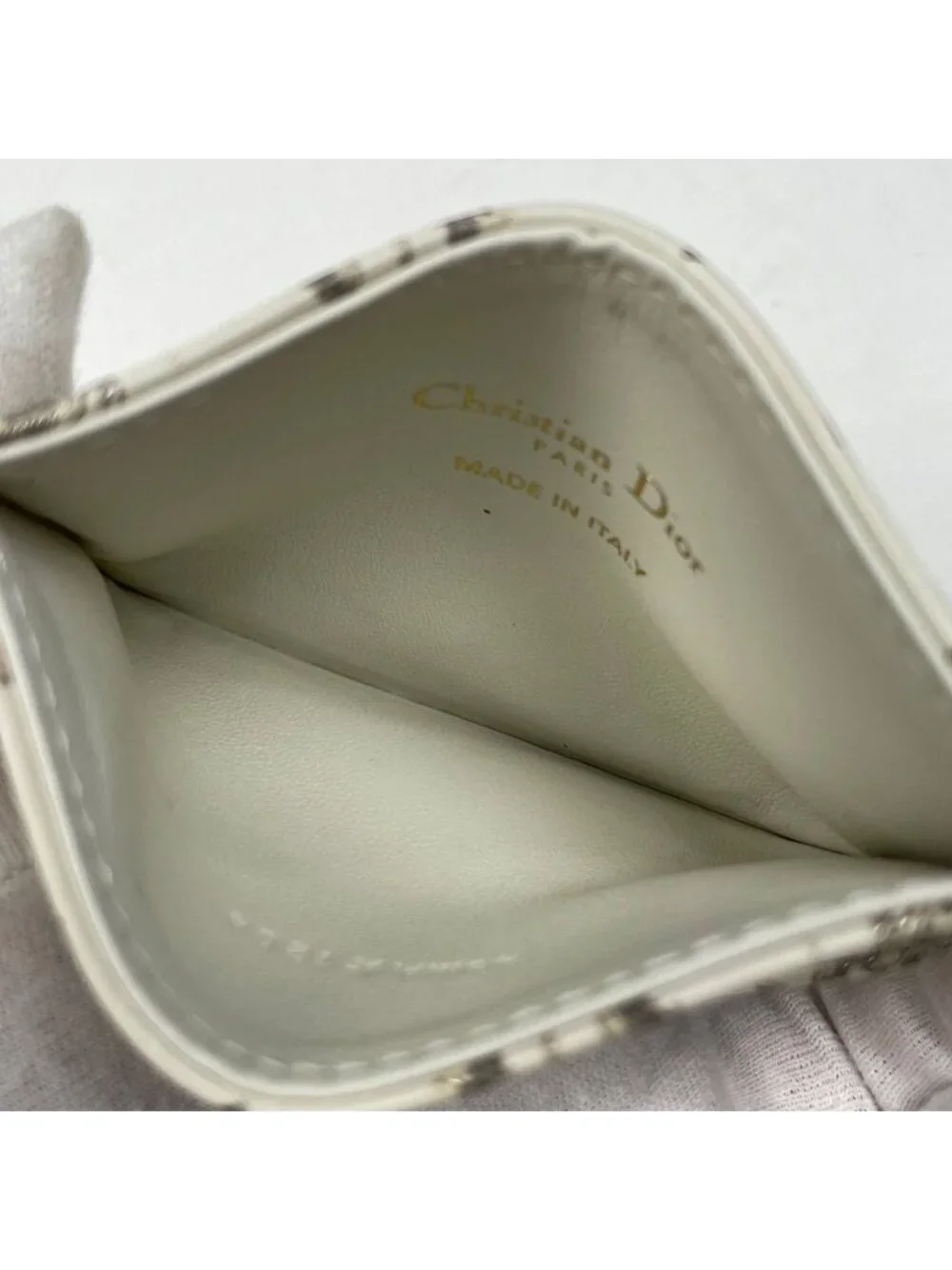 Dior Logo Card Case Leather White - Picture 6 of 6